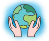 Graphic of human hands holding up the Earth