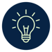 Simple icon of a lightbulb with light ray lines extending from the top, intended to represent an "idea"
